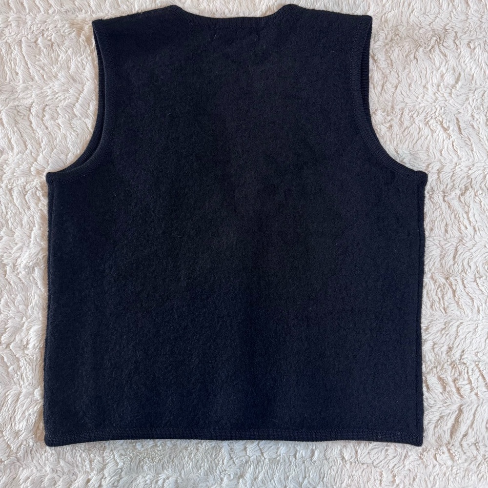 Vintage 90s D.R.V.S.  Wool Embroidered Vest Black Purple Floral Gold Buttons - Picture 6 of 6
